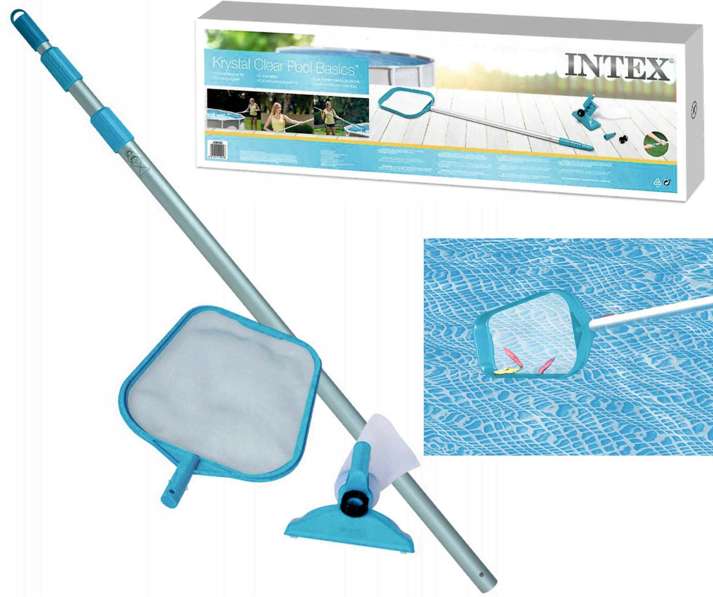 ZESTAW-CZYSZCZACY-SIATKA-do-WYLAWIANIA-do-BASENU-Odkurzacz-INTEX-28002 طقم تنظيف وصيانة للمسبح (Pool Maintenance Kit) - الصورة 1